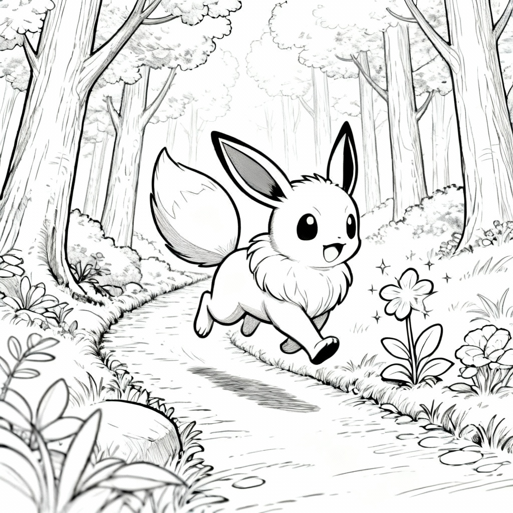 Eevee Jump Coloring Page