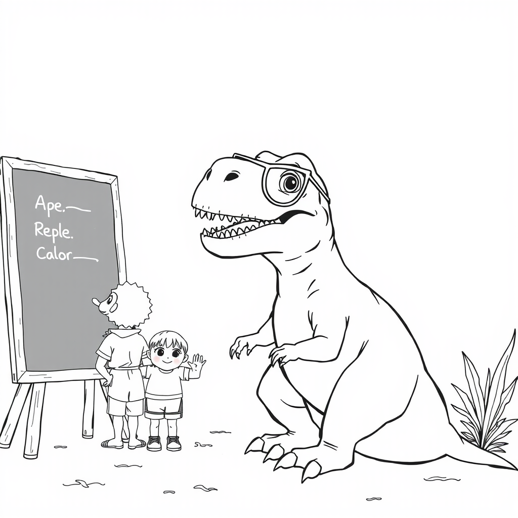 T-Rex Chalkboard Coloring Page