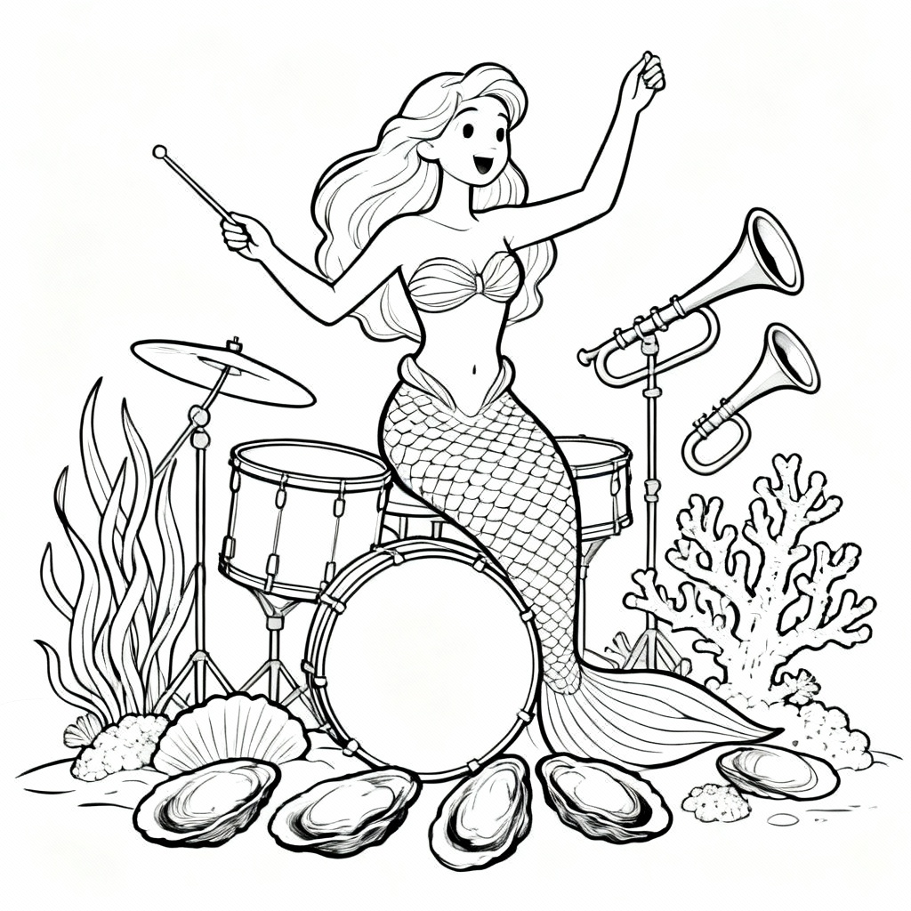 Mermaid Seagrass Coloring Page