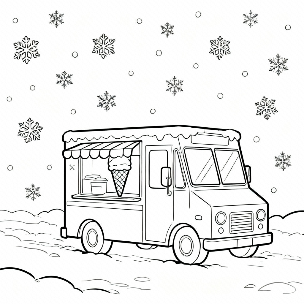 Winter Truck Coloring Page