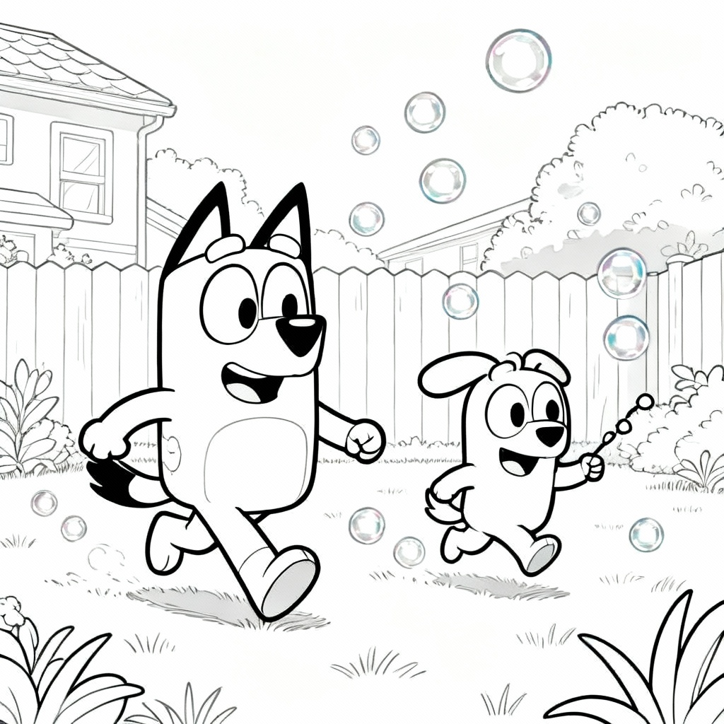 Bluey Bubbles Coloring Page