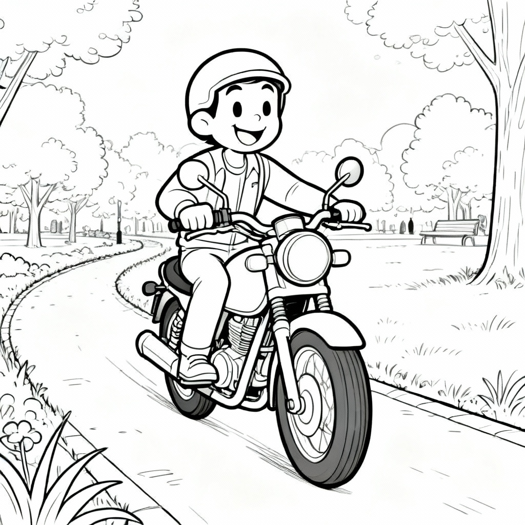 Park Motorcycle Coloring Page