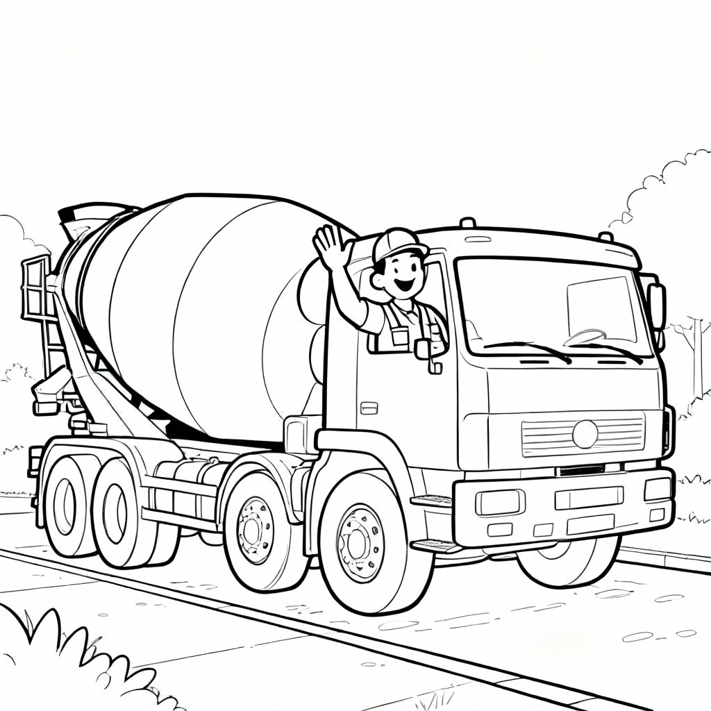 Cement Truck Coloring Page