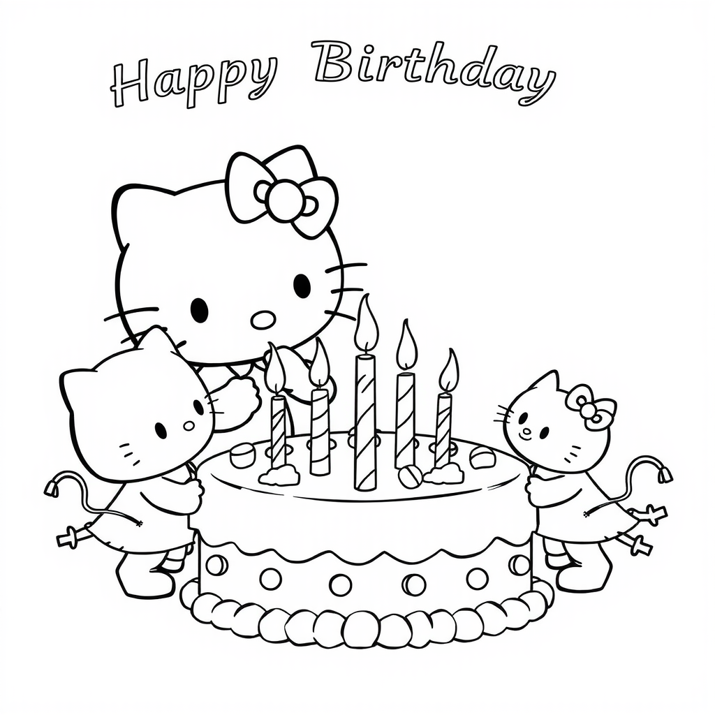 Hello Kitty Birthday Party Coloring Page