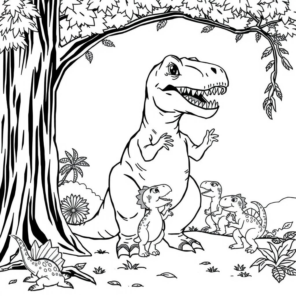 T-Rex Dance Coloring Page