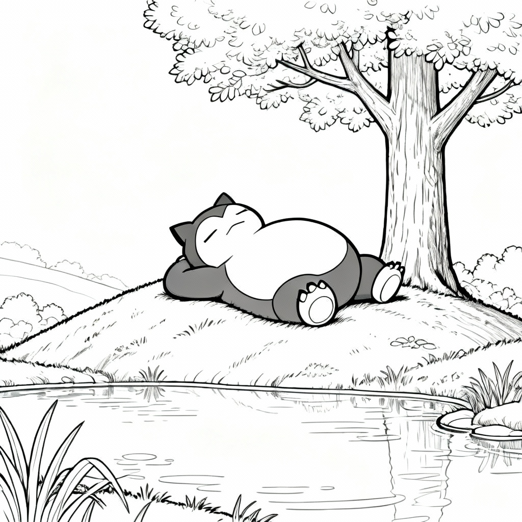 Snorlax Sleeping Coloring Page
