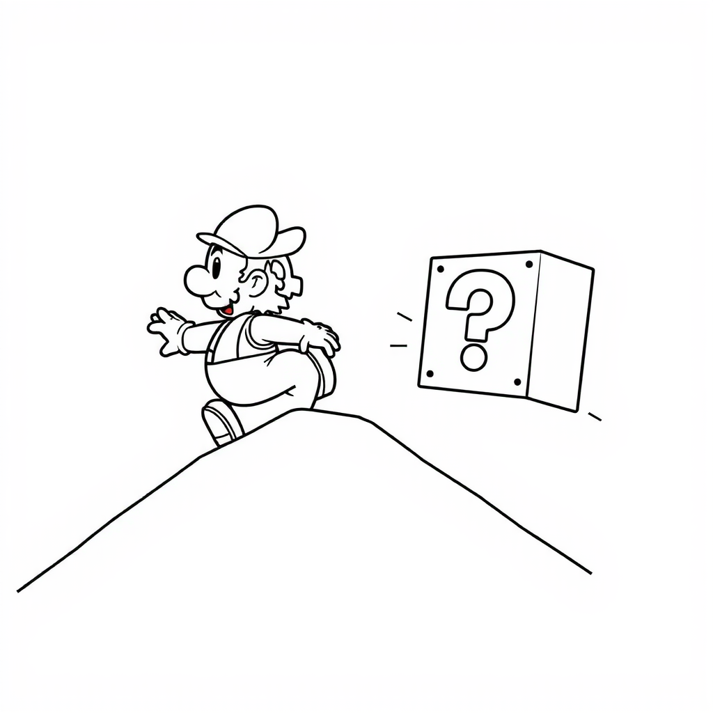 Mario Slope Block Adventure Coloring Page