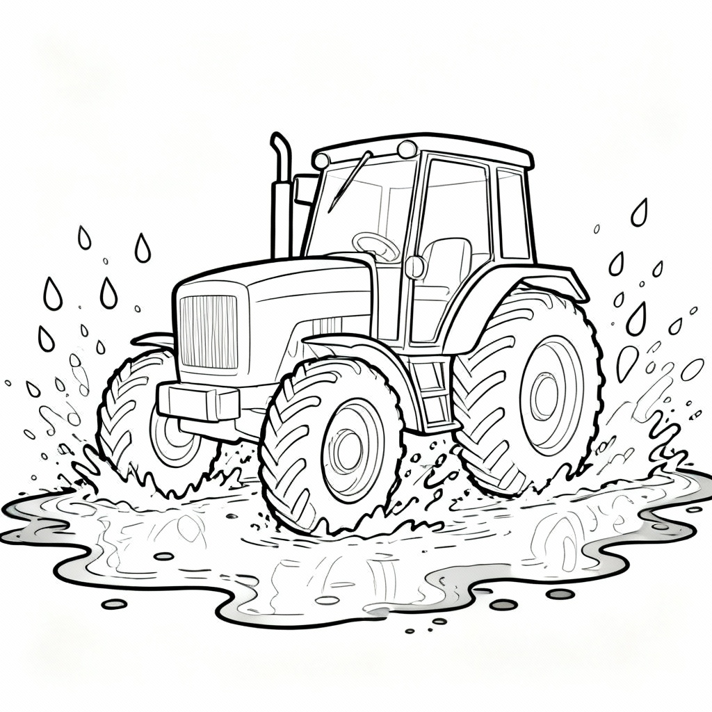 Puddle Tractor Coloring Page