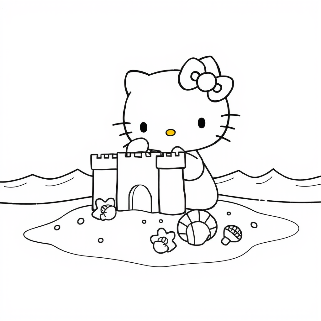 Hello Kitty Ocean Friends Coloring Page