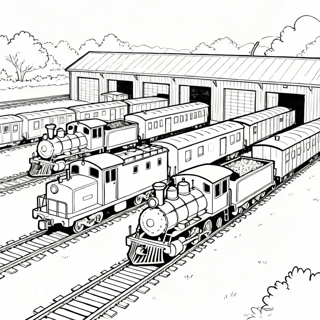 Railway Yard Coloring Page