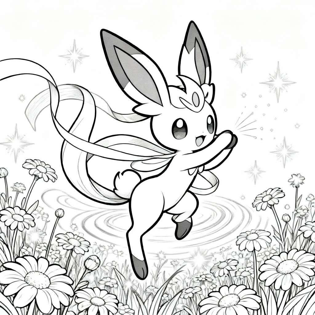 Sylveon Ribbon Coloring Page