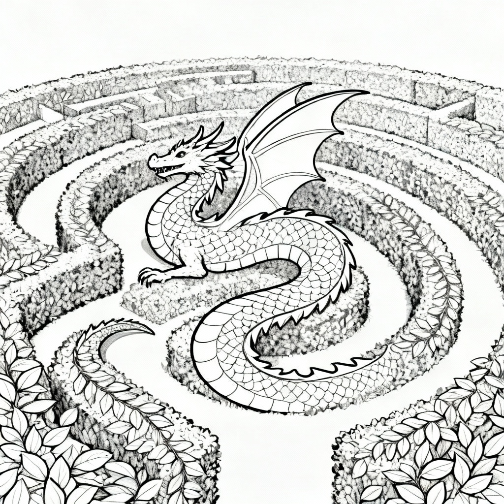 Maze Dragon Coloring Page
