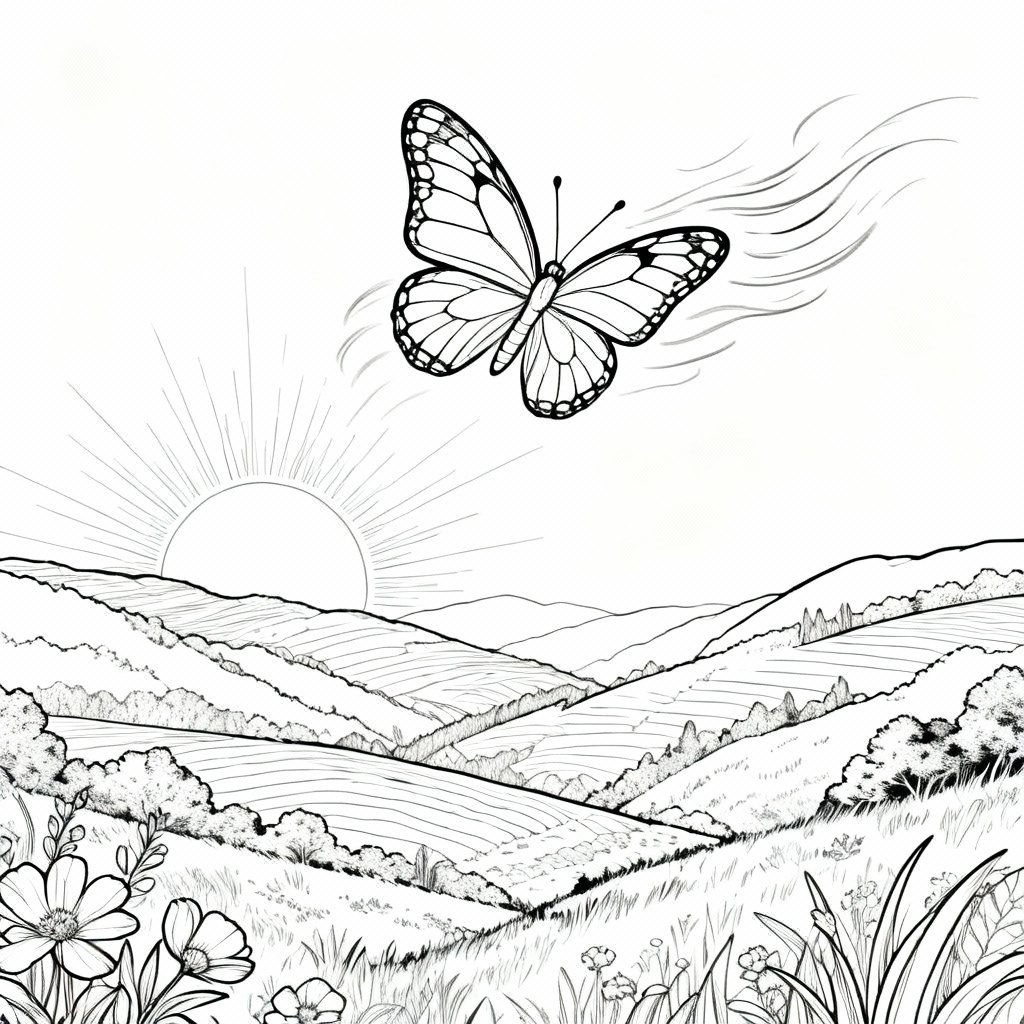 Wind Butterfly Coloring Page