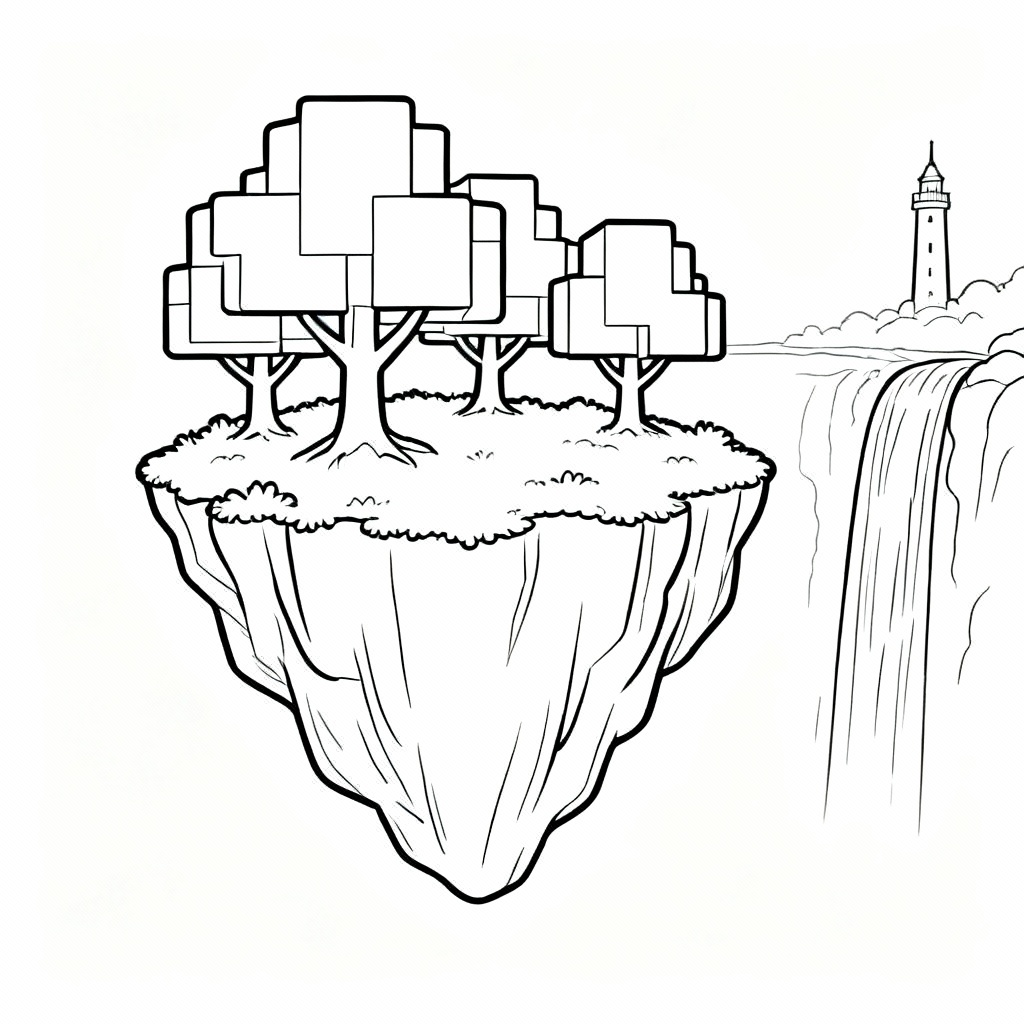 Floating Island Coloring Page