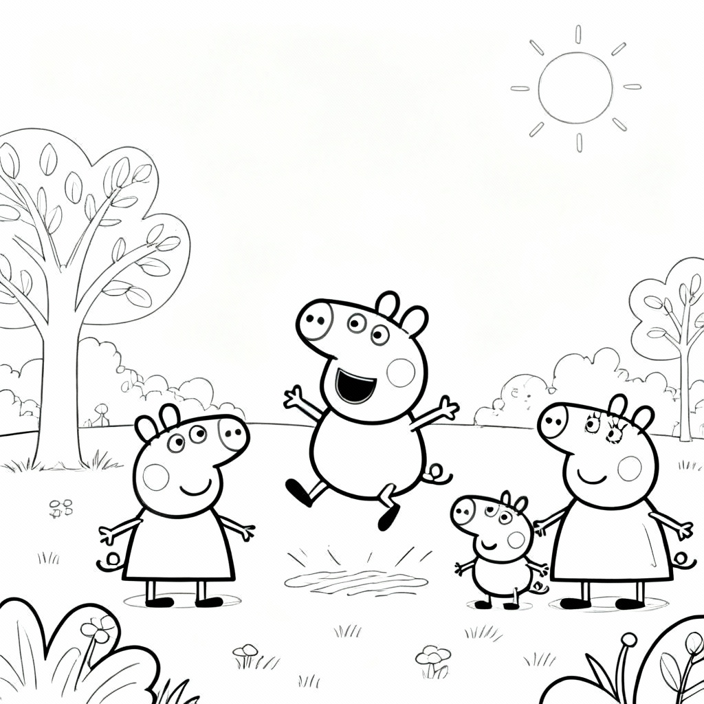 Peppa at the Park Coloring Page