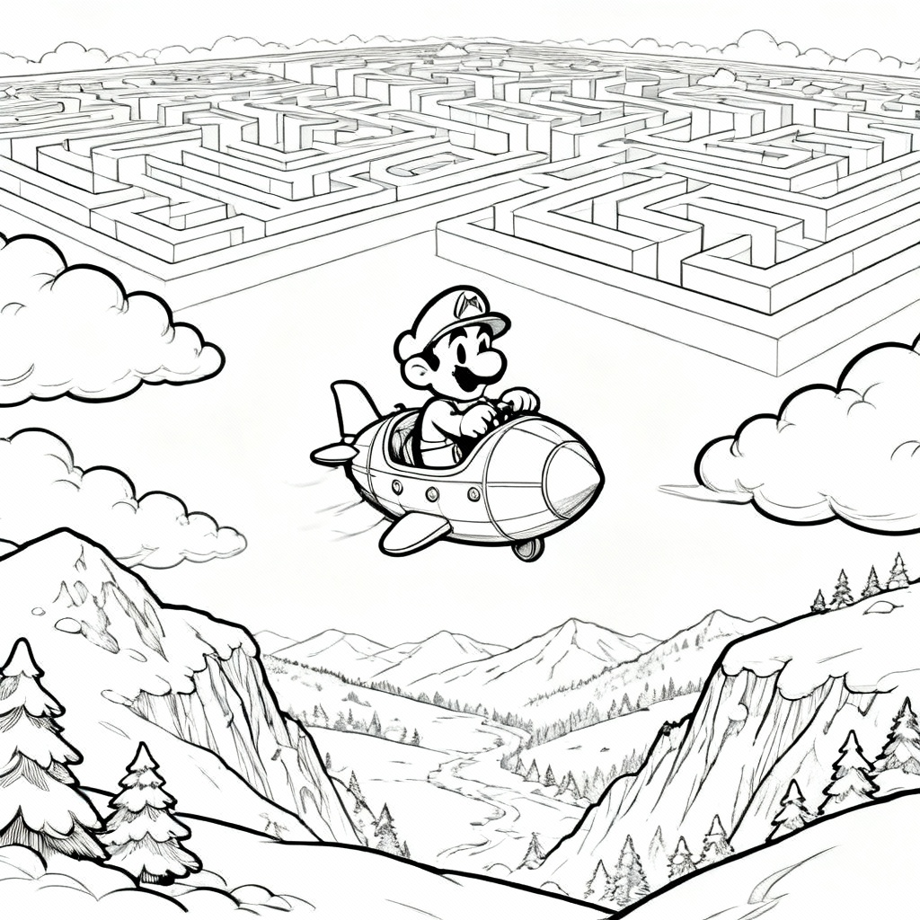 Cloud Labyrinth Coloring Page