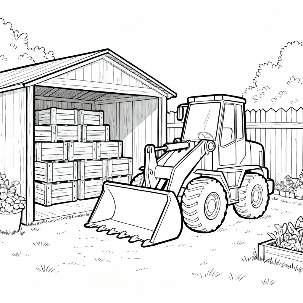 Bulldozer Stack Coloring Page