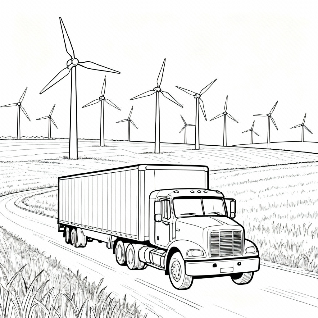 Snowy Semi Truck Coloring Page