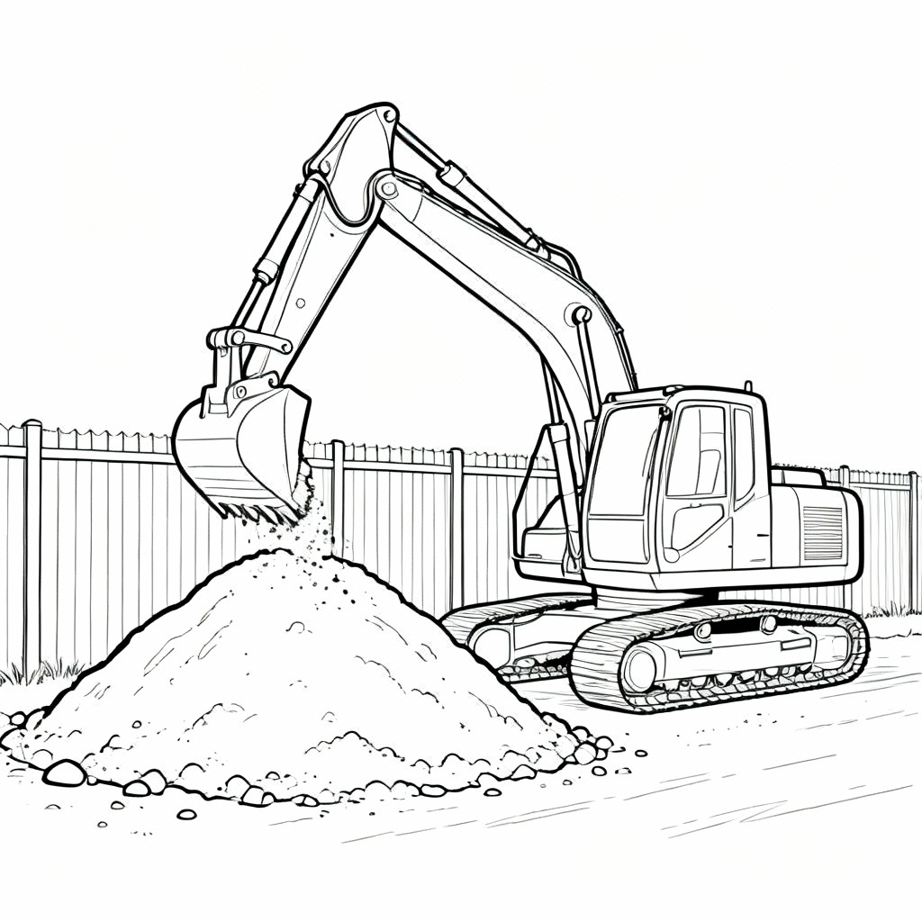 Excavator Lift Coloring Page