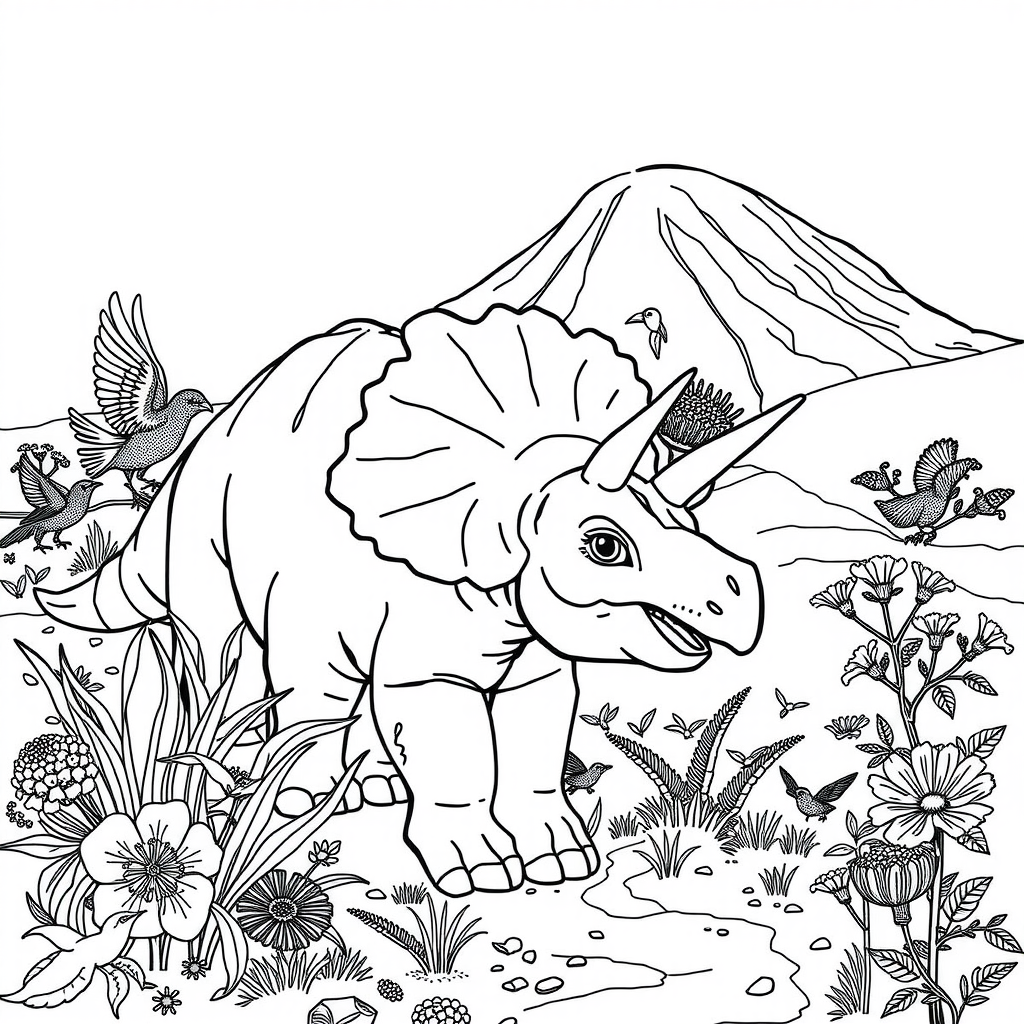 Triceratops Snow Coloring Page