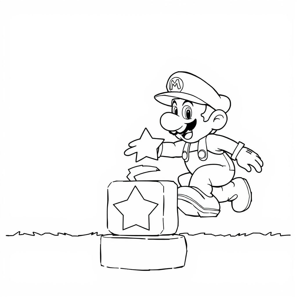 Mario Star Power Block Coloring Page