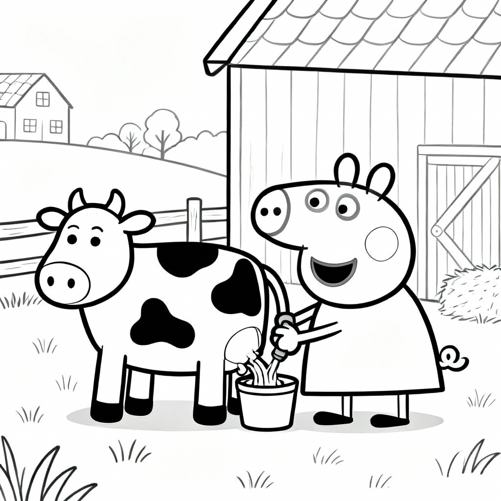 Peppa Pig Farm Coloring Page